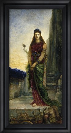 Framed Helen On The Walls Of Troy, With Two Figures At Her Feet Print