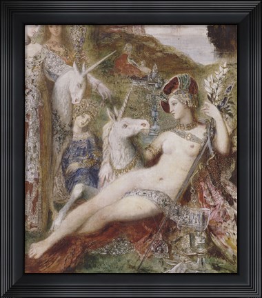 Framed Unicorns, 1885 Print