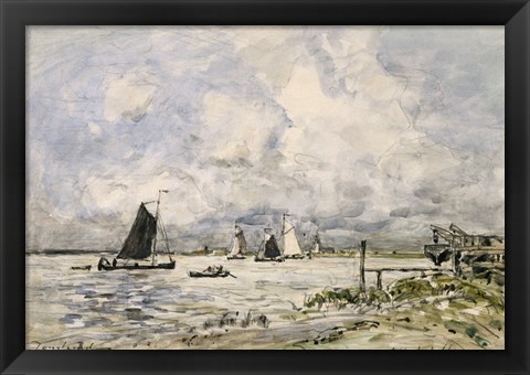 Framed Pier On The Scheldt, 1866 Print