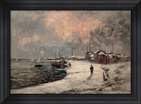 Framed Snow In Crozant, 1873 Print