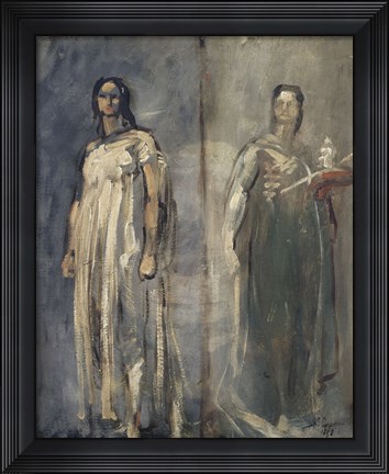 Framed Two Studies Of A Young Woman From Trastevere, Rome, 1858 Print