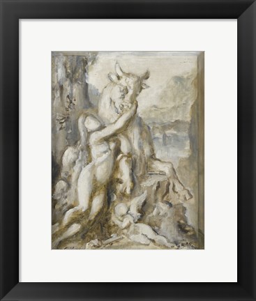 Framed Pasiphae, Grisaille, 19th Century Print