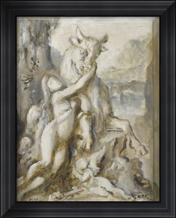 Framed Pasiphae, Grisaille, 19th Century Print