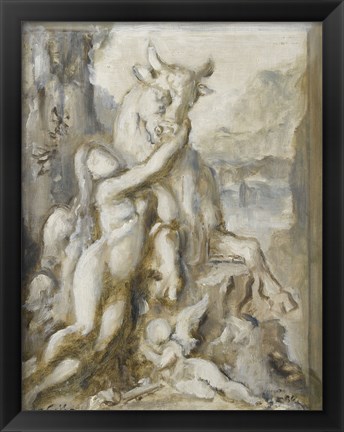 Framed Pasiphae, Grisaille, 19th Century Print