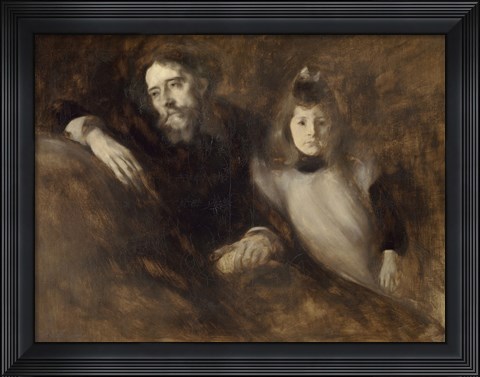 Framed Alphonse Daudet And His Daughter Edmee Print