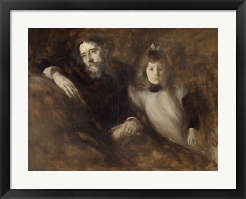 Framed Alphonse Daudet And His Daughter Edmee Print