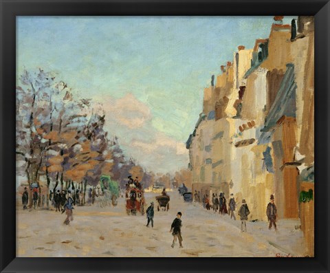 Framed Quai De La Gare, Snow, 1880 Print