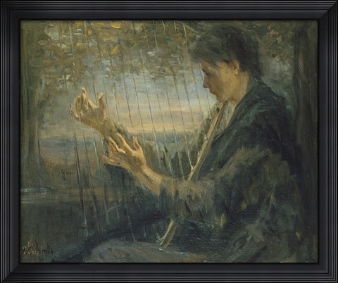 Framed Harp Player Print