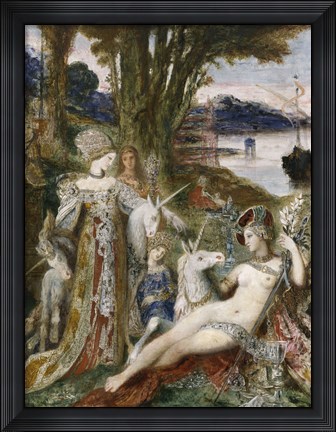 Framed Unicorns, 1885 Print