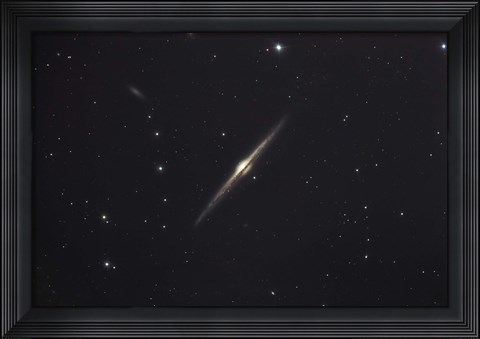 Framed NGC 4565, an edge-on unbarred spiral galaxy in the Constellation Coma Berenices Print