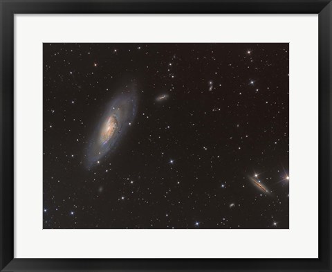 Framed Messier 106 spiral galaxy in the Constellation Canes Venatici Print