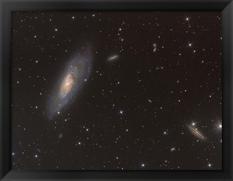 Framed Messier 106 spiral galaxy in the Constellation Canes Venatici Print