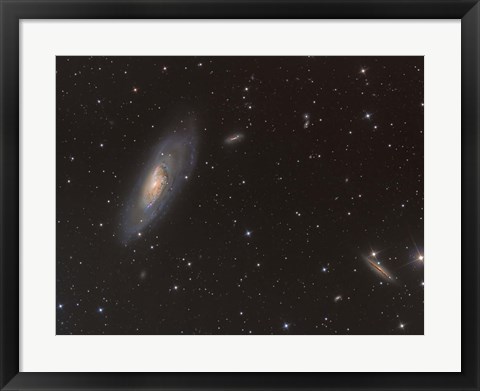 Framed Messier 106 spiral galaxy in the Constellation Canes Venatici Print