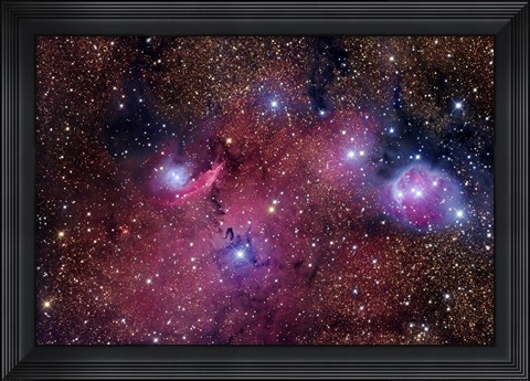 Framed NGC 6559 is a rich colorful tapestry of diverse nebulosity in the Constellation Sagittarius Print