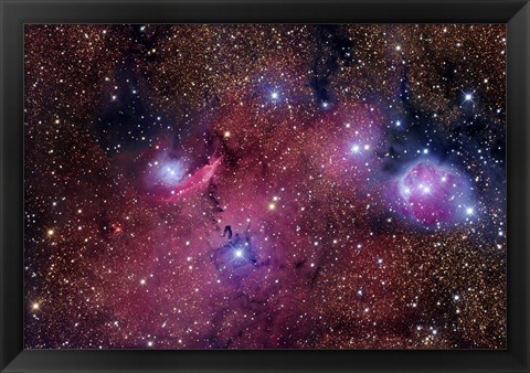 Framed NGC 6559 is a rich colorful tapestry of diverse nebulosity in the Constellation Sagittarius Print