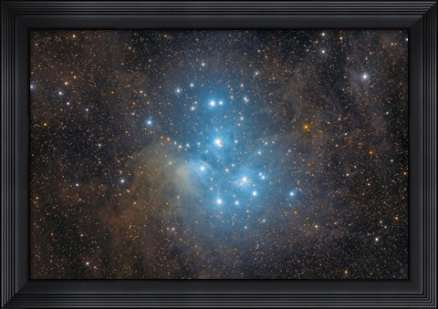 Framed Pleiades, an open star cluster in the Constellation of Taurus Print