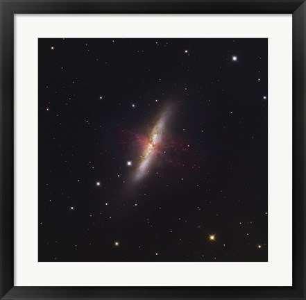 Framed Messier 82, a starburst galaxy in the Constellation Ursa Major Print