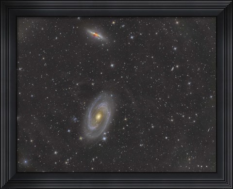 Framed Cigar Galaxy and Bode&#39;s Galaxy in the Constellation Ursa Major Print