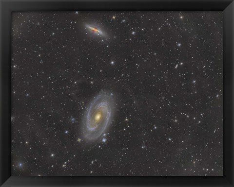 Framed Cigar Galaxy and Bode&#39;s Galaxy in the Constellation Ursa Major Print