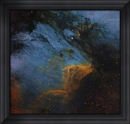 Framed Pelican Nebula, an H II region in the Constellation Cygnus Print