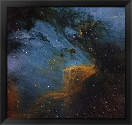 Framed Pelican Nebula, an H II region in the Constellation Cygnus Print