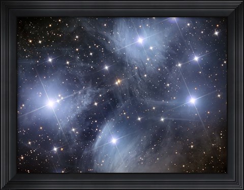 Framed Pleiades, an open cluster of stars in the Constellation Taurus Print