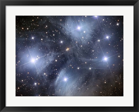 Framed Pleiades, an open cluster of stars in the Constellation Taurus Print