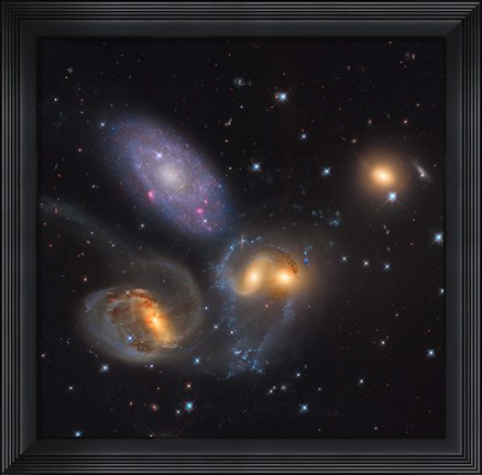 Framed Stephan&#39;s Quintet, a grouping of galaxies in the Constellation Pegasus Print