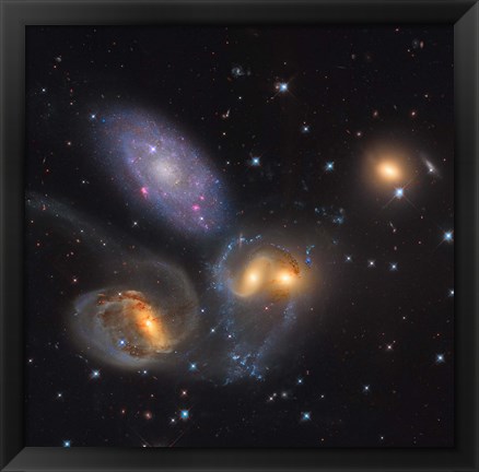 Framed Stephan&#39;s Quintet, a grouping of galaxies in the Constellation Pegasus Print