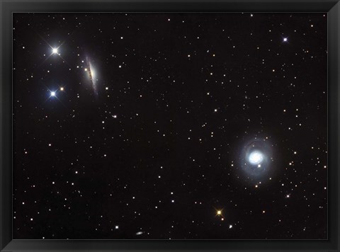 Framed Spiral galaxies NGC 1068 and NGC 1055 located in the Constellation Cetus Print