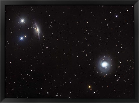 Framed Spiral galaxies NGC 1068 and NGC 1055 located in the Constellation Cetus Print