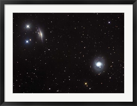 Framed Spiral galaxies NGC 1068 and NGC 1055 located in the Constellation Cetus Print