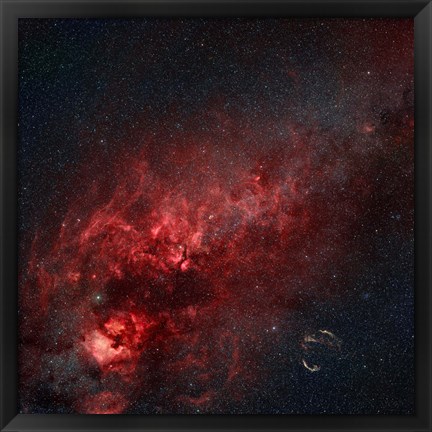 Framed Constellation Cygnus with multiple nebulae visible Print