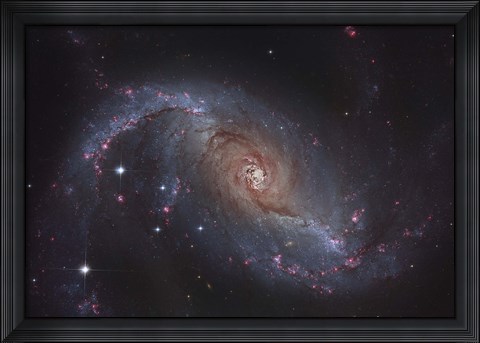 Framed Barred spiral galaxy NGC 1672 in the Constellation Dorado Print