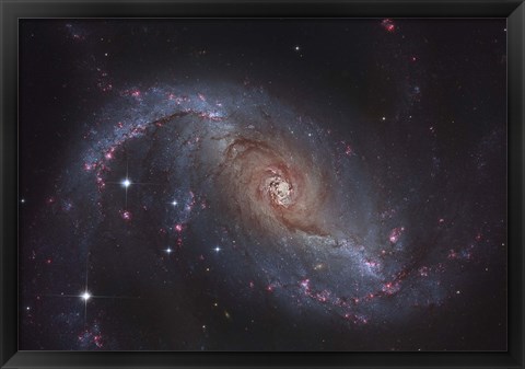 Framed Barred spiral galaxy NGC 1672 in the Constellation Dorado Print