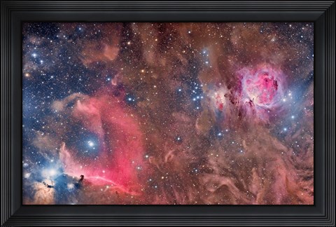 Framed Widefield view of Orion Nebula and Horsehead Nebula Print