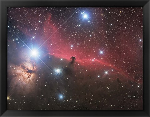 Framed Horsehead Nebula and Flame Nebula in Orion Print