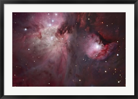 Framed view of the Trapezium region, which lies in the heart of the Orion Nebula Print