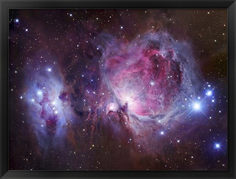 Framed M42, the Orion Nebula (top), and NGC 1977, a reflection Nebula (bottom) Print