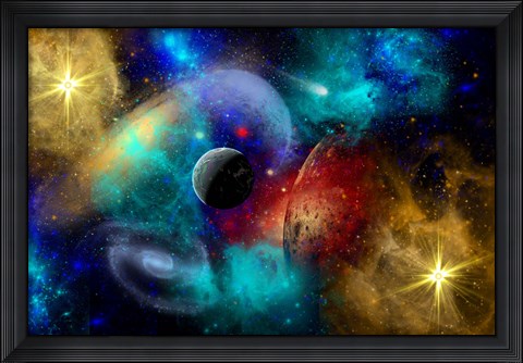 Framed Galaxy  featuring planets, galaxies and Nebulae Print