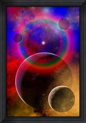 Framed New planets and solar systems forming within a Gaseous Nebula Print