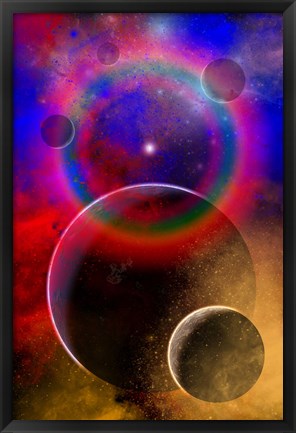 Framed New planets and solar systems forming within a Gaseous Nebula Print