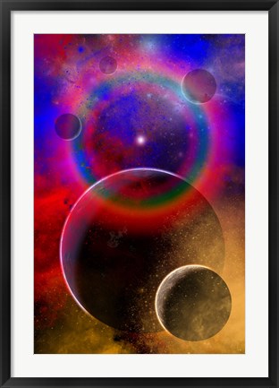 Framed New planets and solar systems forming within a Gaseous Nebula Print