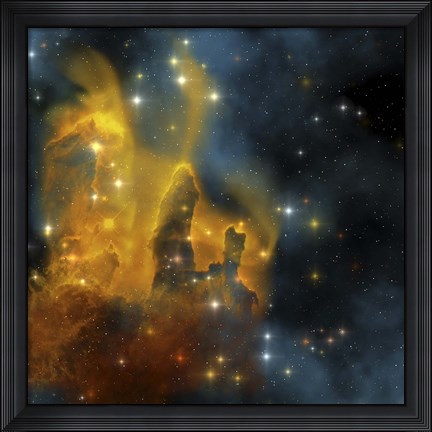 Framed colorful Nebula shines bright with star making in its clouds Print