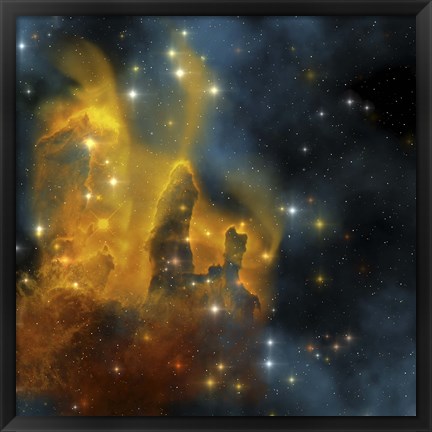 Framed colorful Nebula shines bright with star making in its clouds Print