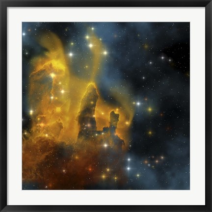 Framed colorful Nebula shines bright with star making in its clouds Print