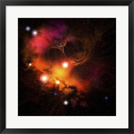 Framed Cosmic space image of a Nebula in the universe Print