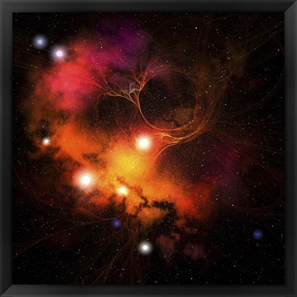 Framed Cosmic space image of a Nebula in the universe Print