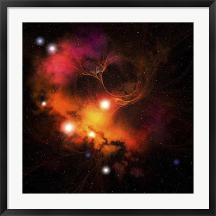 Framed Cosmic space image of a Nebula in the universe Print