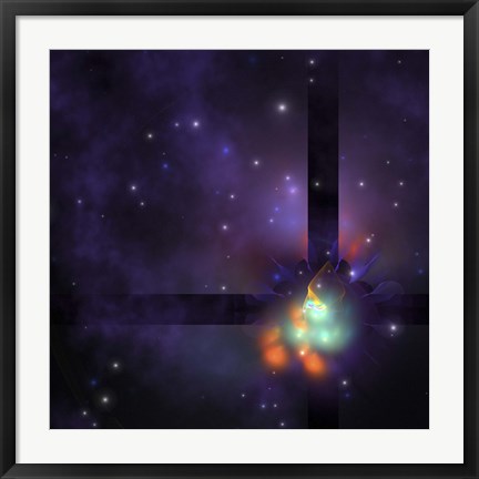 Framed Cosmic star birth from a ball of Gases and Nebular dust Print